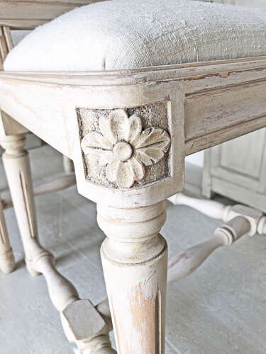 Pair of Swedish side Chairs with Grape Carving - 1950c