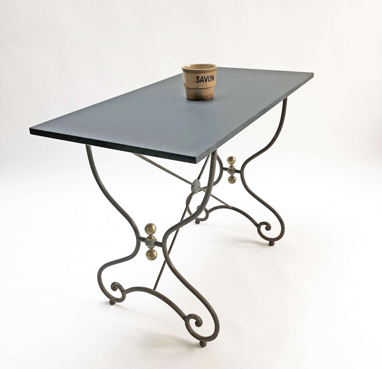 19th c French Cafe Table with Slate Top - circa 1860