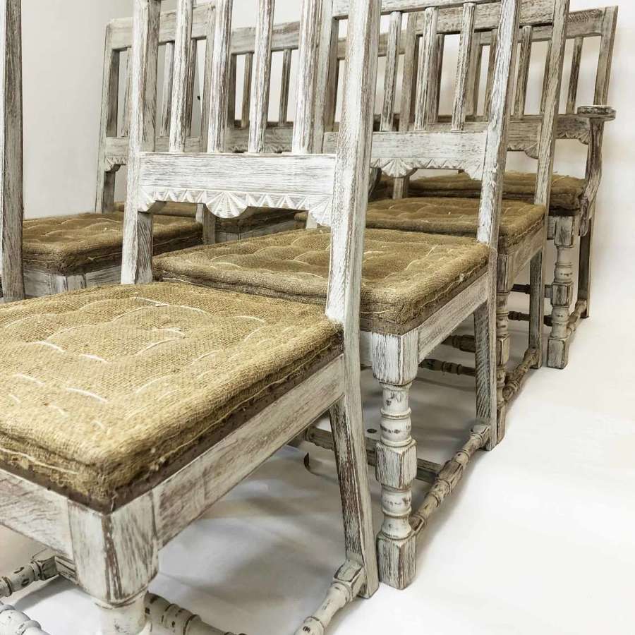 Set of 8 Swedish 19th c Dining Chairs - circa 1880