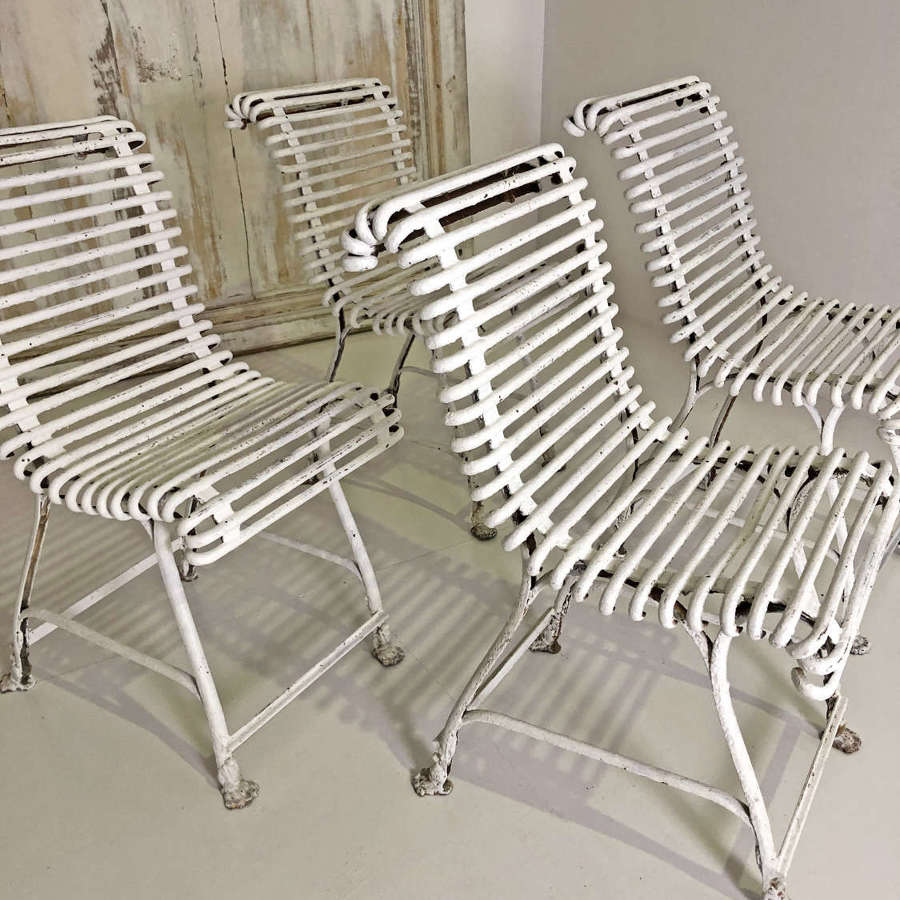 Set of 4 French White Arras Chairs - circa 1890