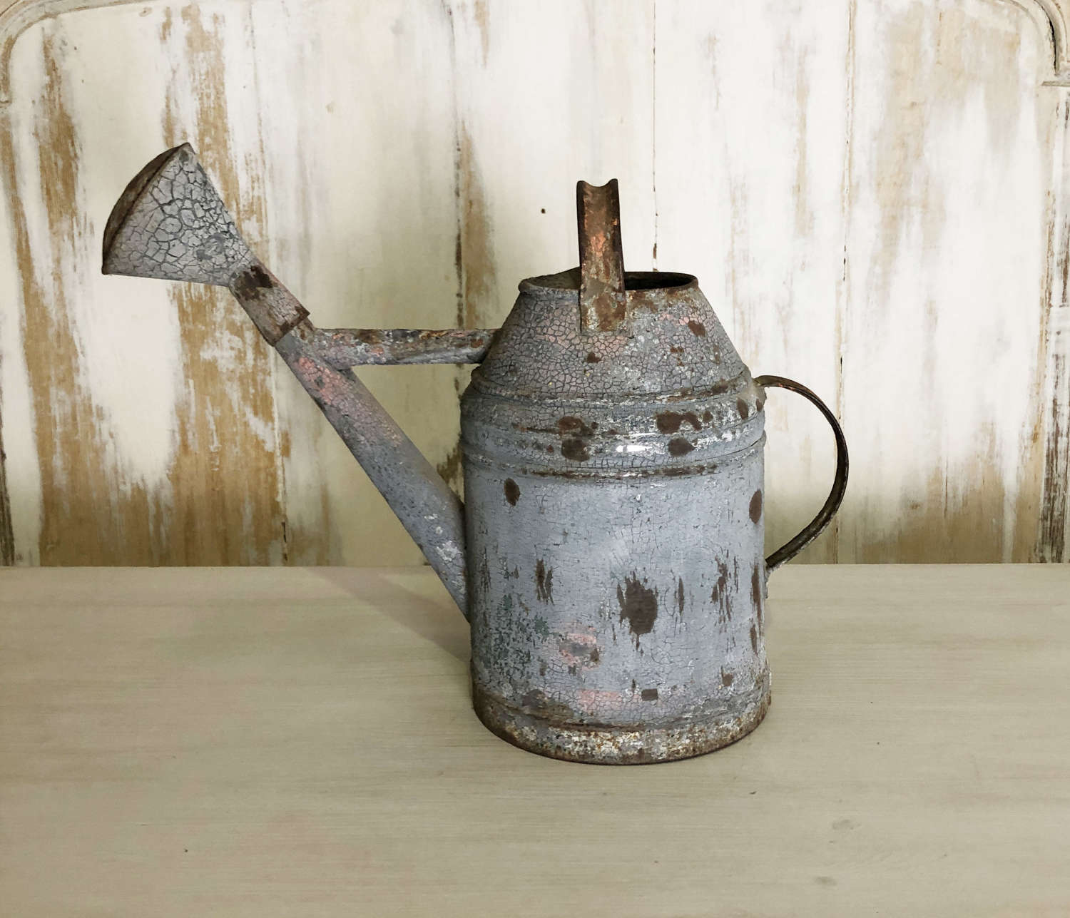 Old French Watering can with crusty paint - circa 1920