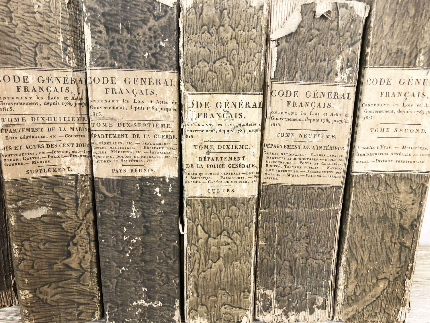 8 Volumes of 'Code General Francais - printed Paris 1821