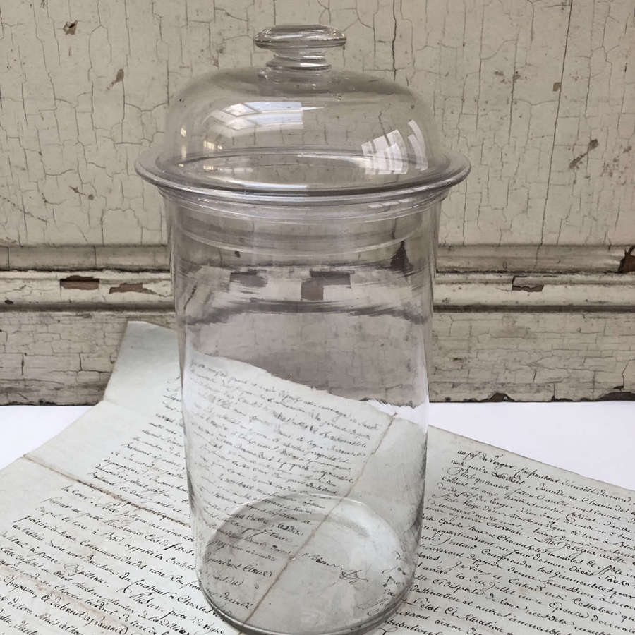 French 19th c glass Bonbon Jar with lid - Circa 1880