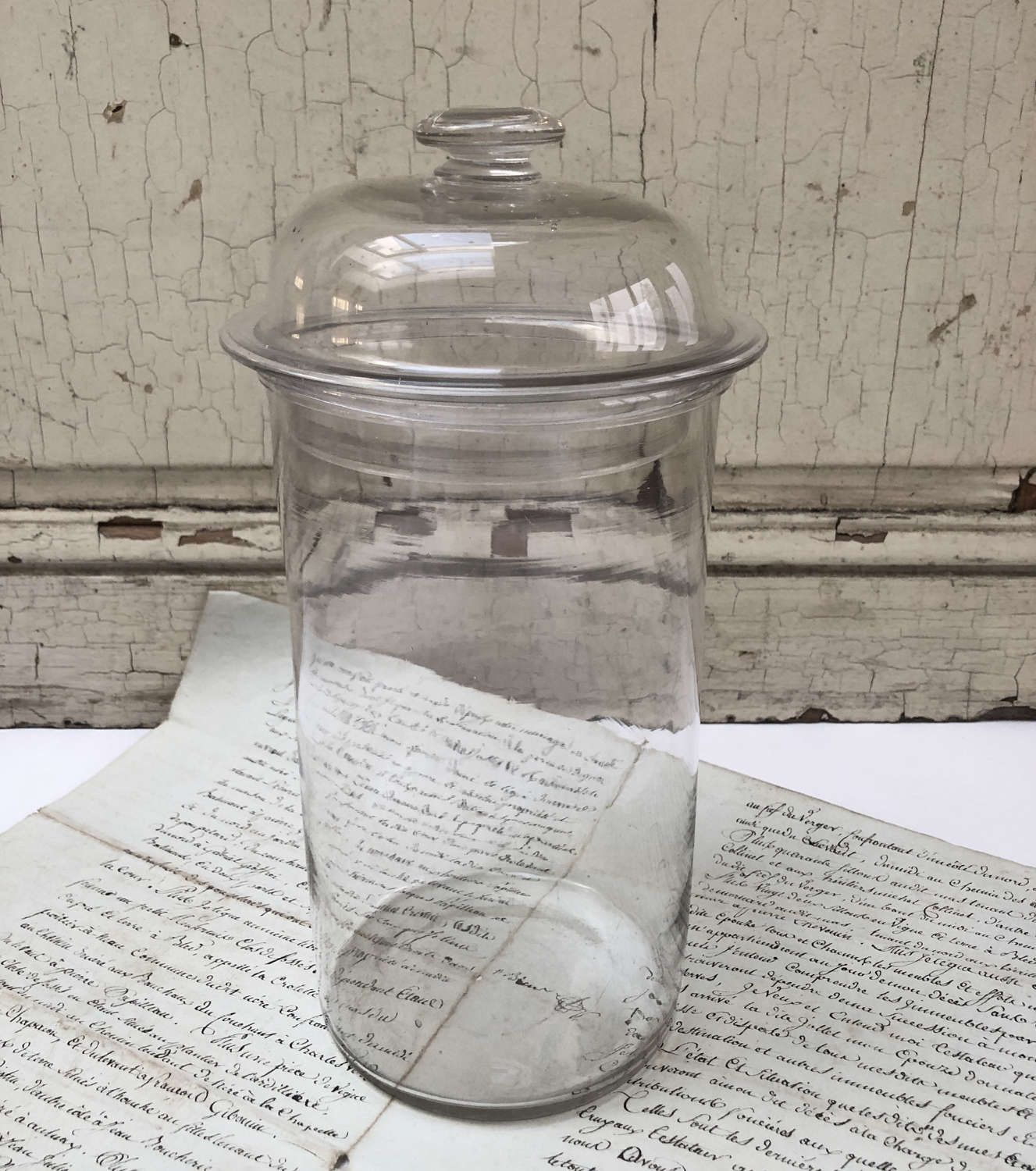 French 19th c glass Bonbon Jar with lid - Circa 1880
