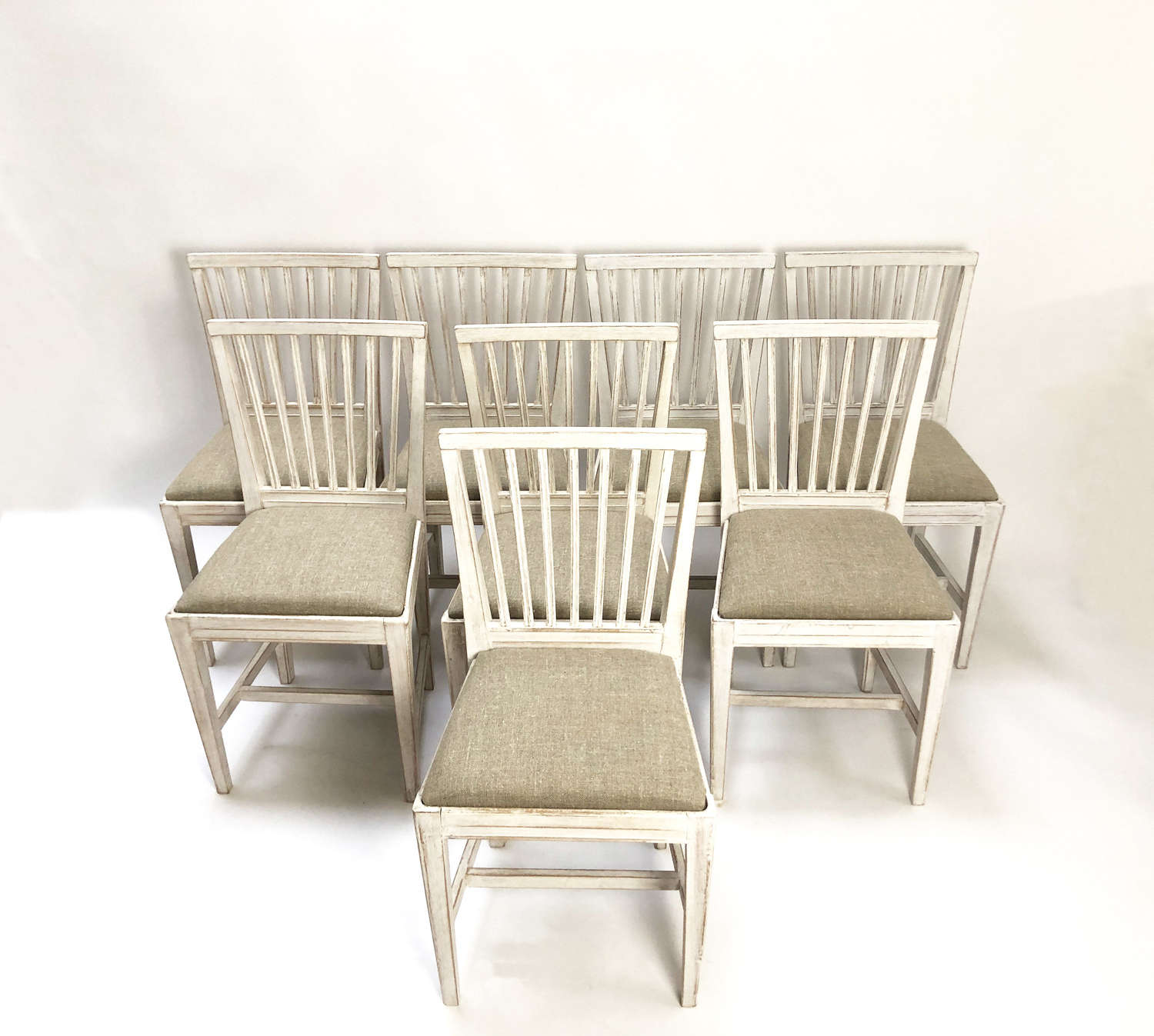 Set of 8 Swedish Slat-Back Dining Chairs - Circa 1920
