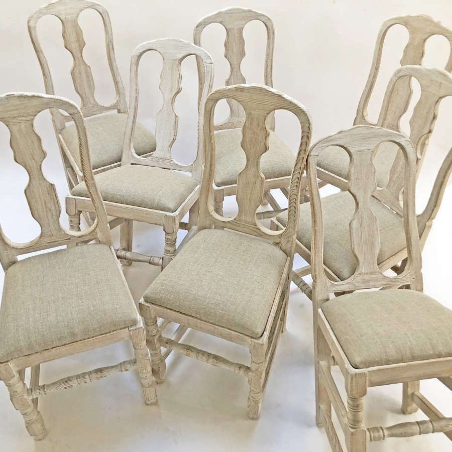 Set of 8 Swedish Country Dining Chairs - circa 1940