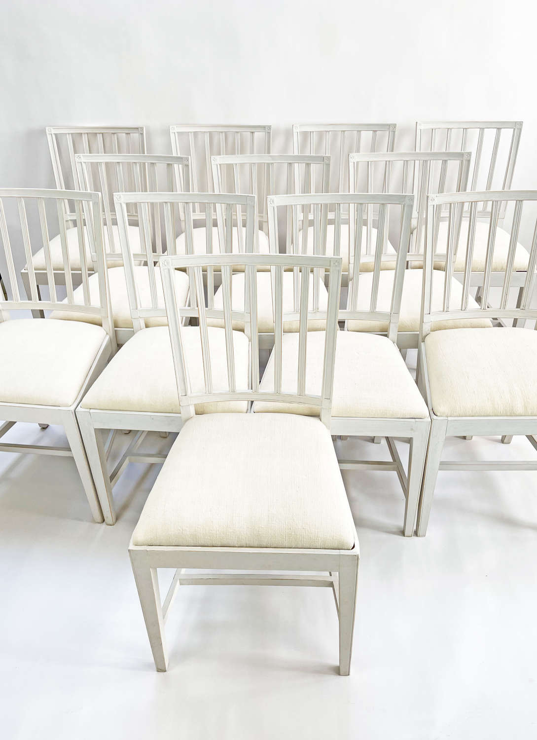 Set of 12 Slat Back Dining Chairs - Circa 1920