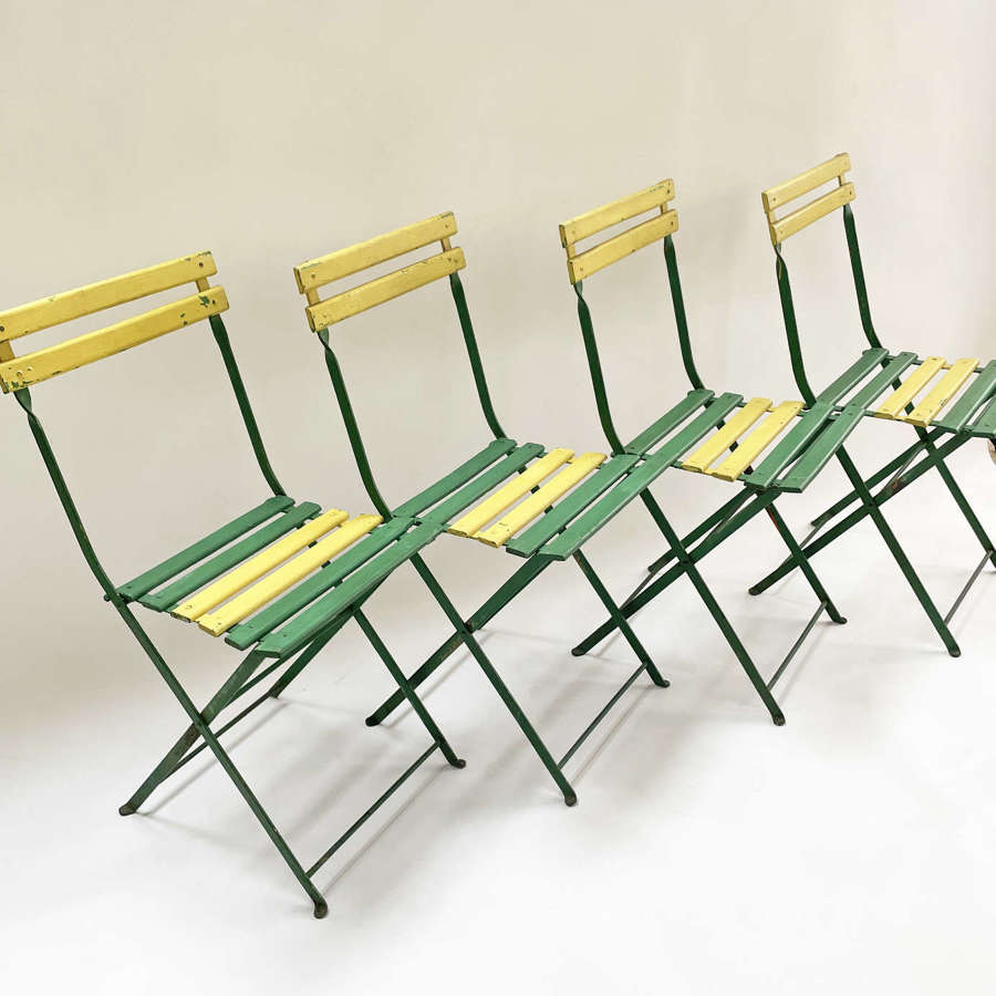 Set of 4 French Folding Cafe Chairs - circa 1920