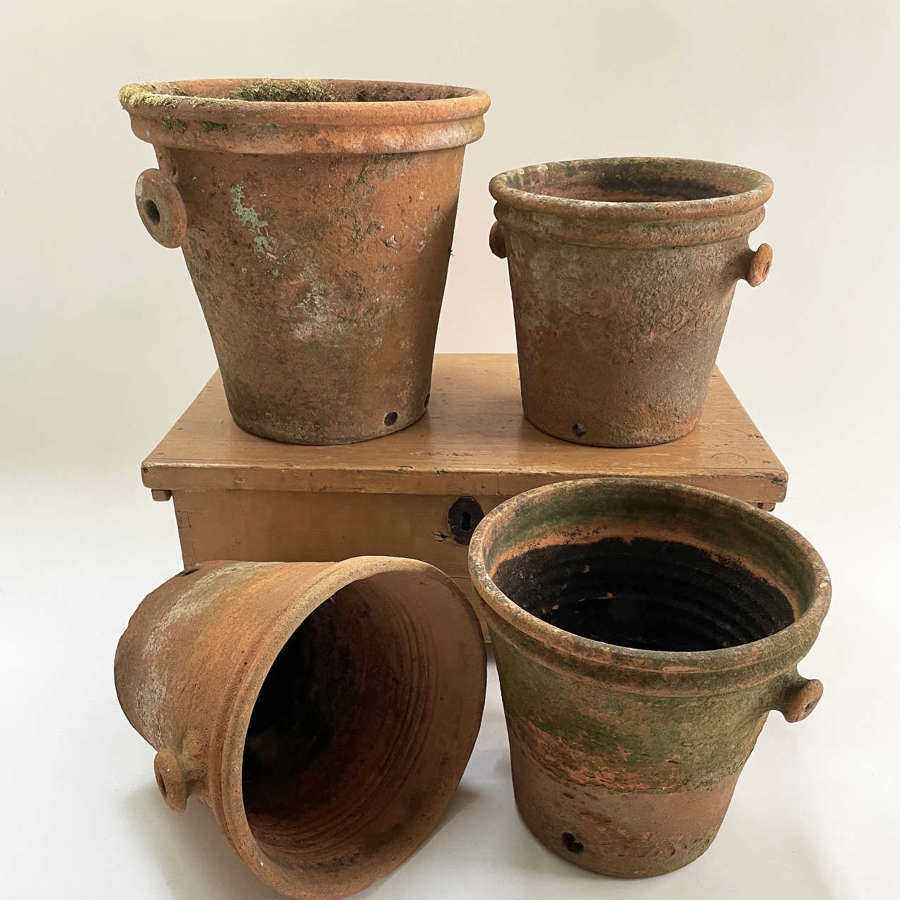 Set of 4 French Terracotta Flower Pots - circa 1940