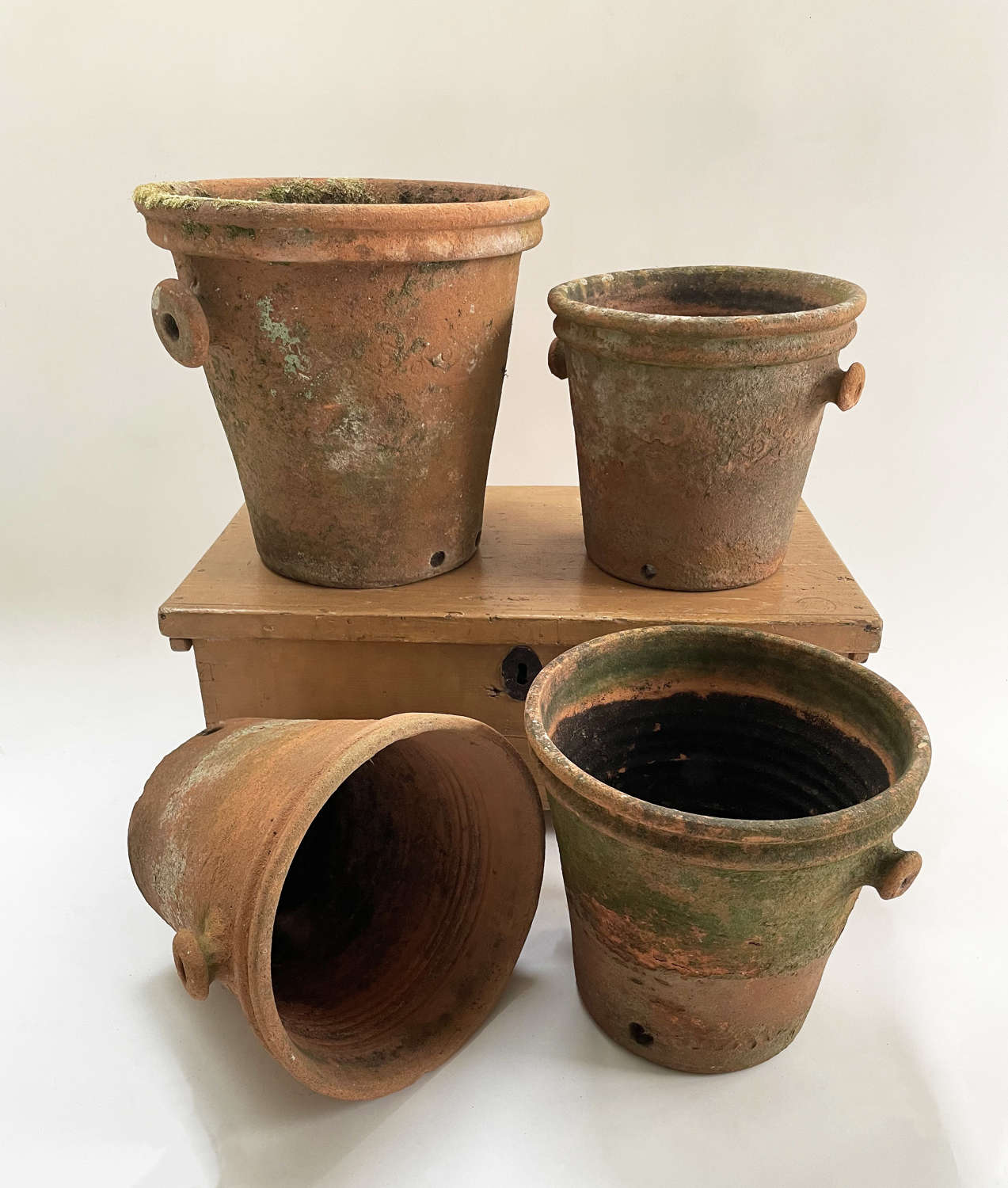 Set of 4 French Terracotta Flower Pots - circa 1940