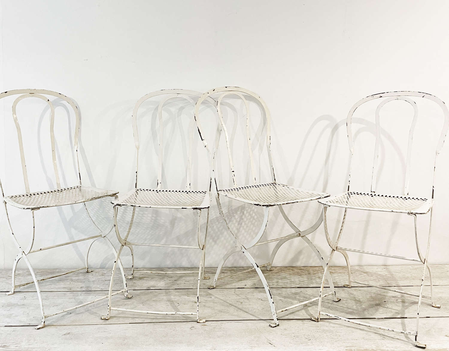 Set of 4 French Iron Garden Chairs - Circa 1920