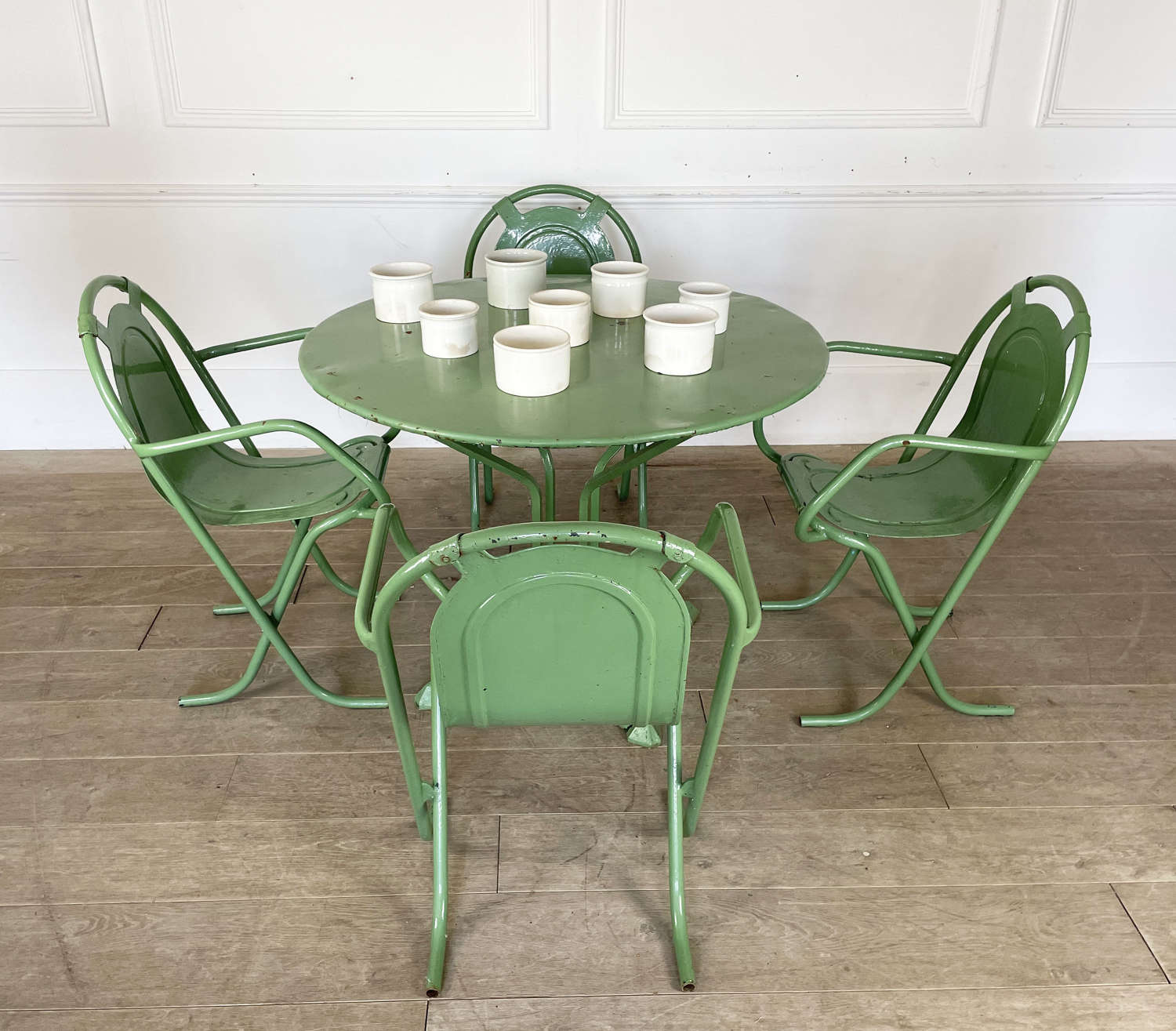 French Iron Garden Table and Chairs circa 1940