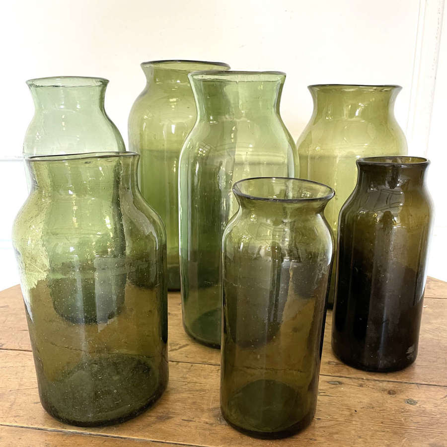 Collection of early 19th c French Glass Jars