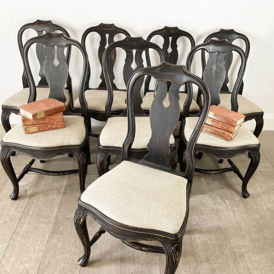 Set of 8 late 19th c Swedish Dining Chairs - circa 1890