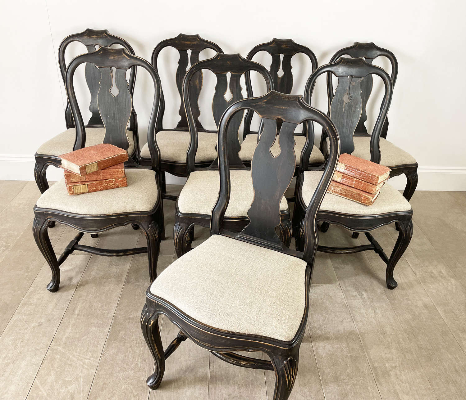 Set of 8 late 19th c Swedish Dining Chairs - circa 1890