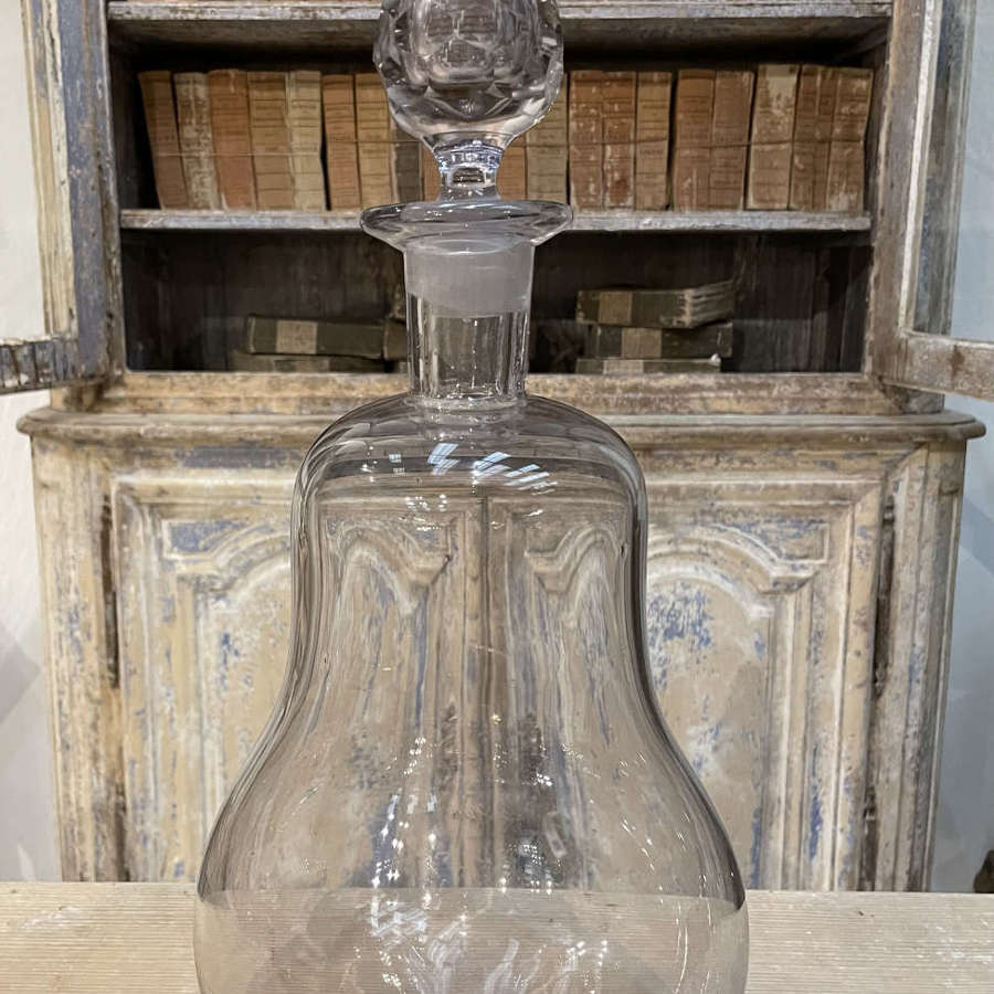 Large 19th c French Glass Carboy with cut glass stopper - circa 1850