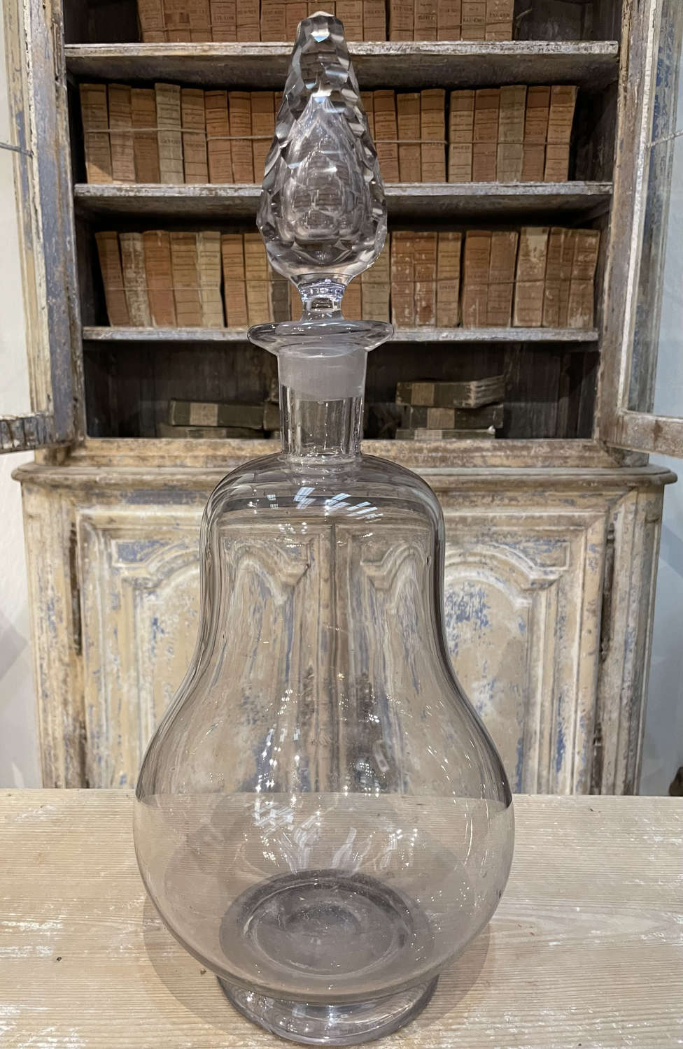 Large 19th c French Glass Carboy with cut glass stopper - circa 1850