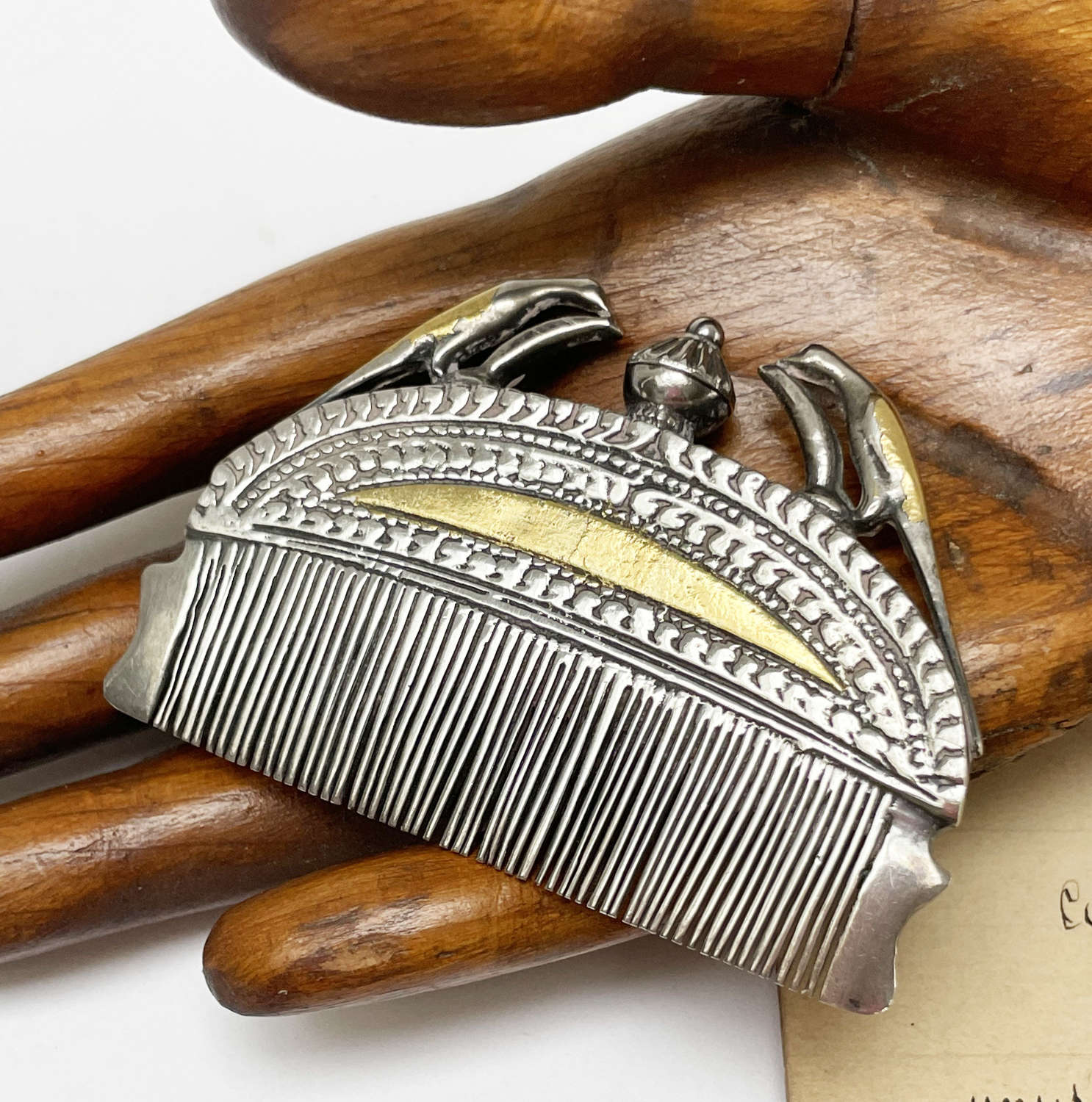 19th Century Indian Small Silver Comb with Scent Holder