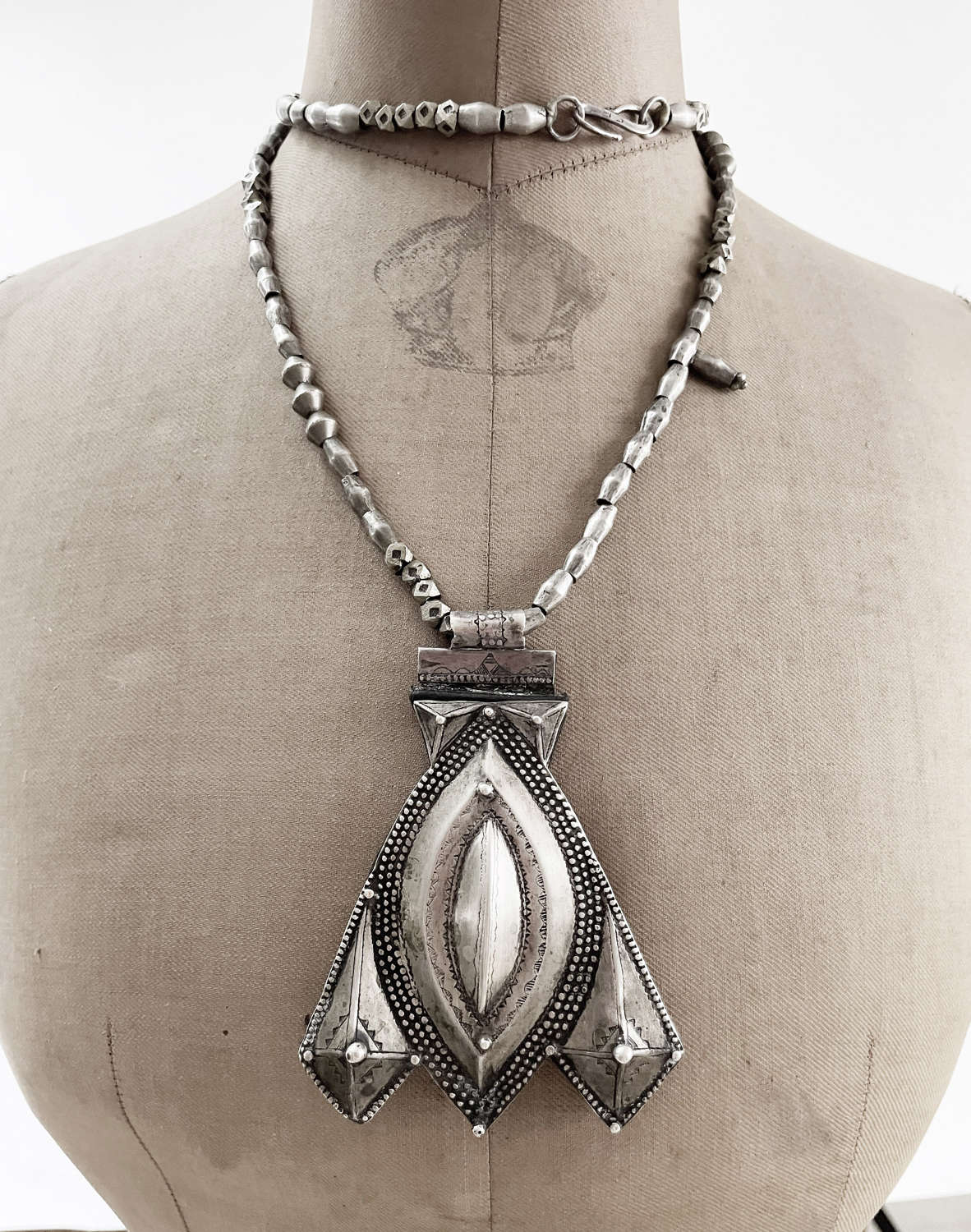19th c Arabian Silver Pendant on silver chain circa 1900