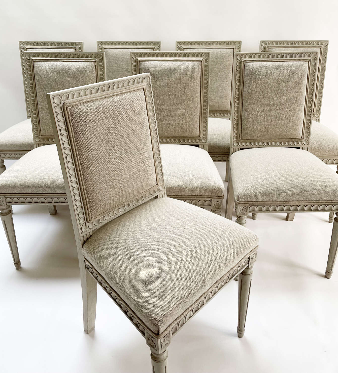 Set 8 19th c Swedish Upholstered Dining Chairs - circa 1880