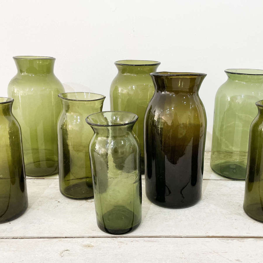 Collection of early 19th c French Glass Jars - circa 1820