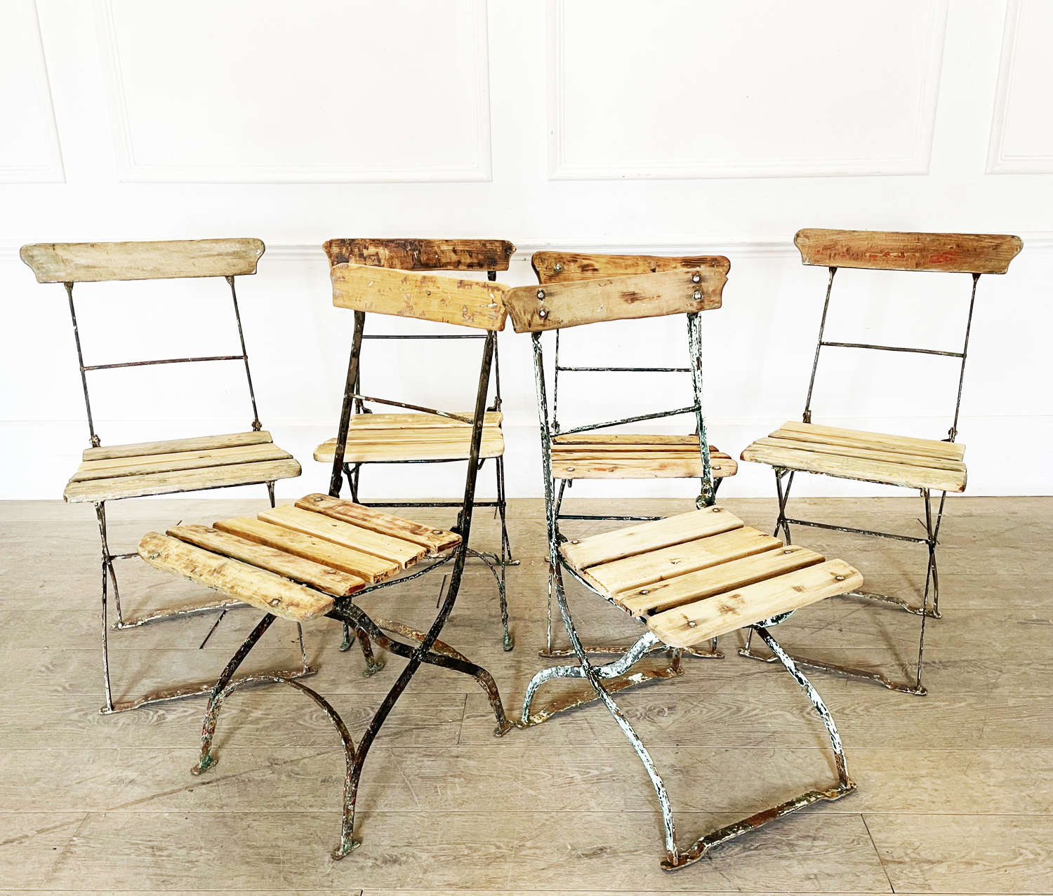 Set of Six 20th Century French Folding Cafe Chairs - circa 1920