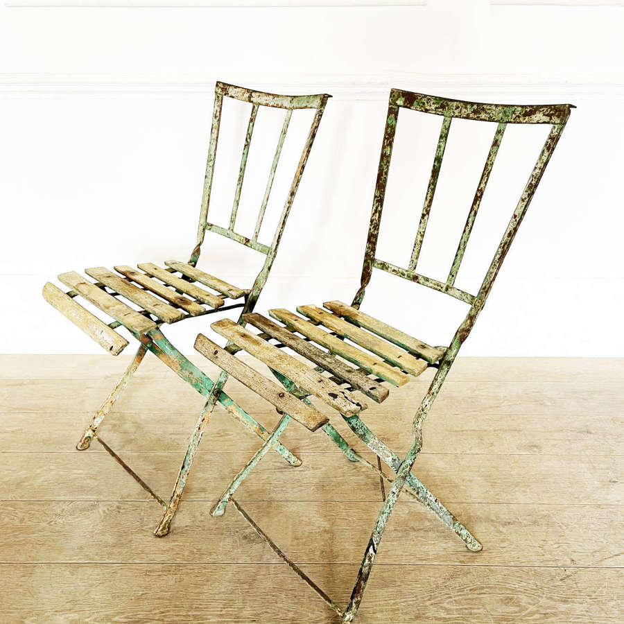 Pr. of French 20th century Folding Cafe Chairs - circa 1920