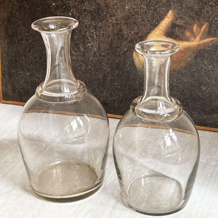 Two superb hand-blown 19th c French Cider Carafes - circa 1870