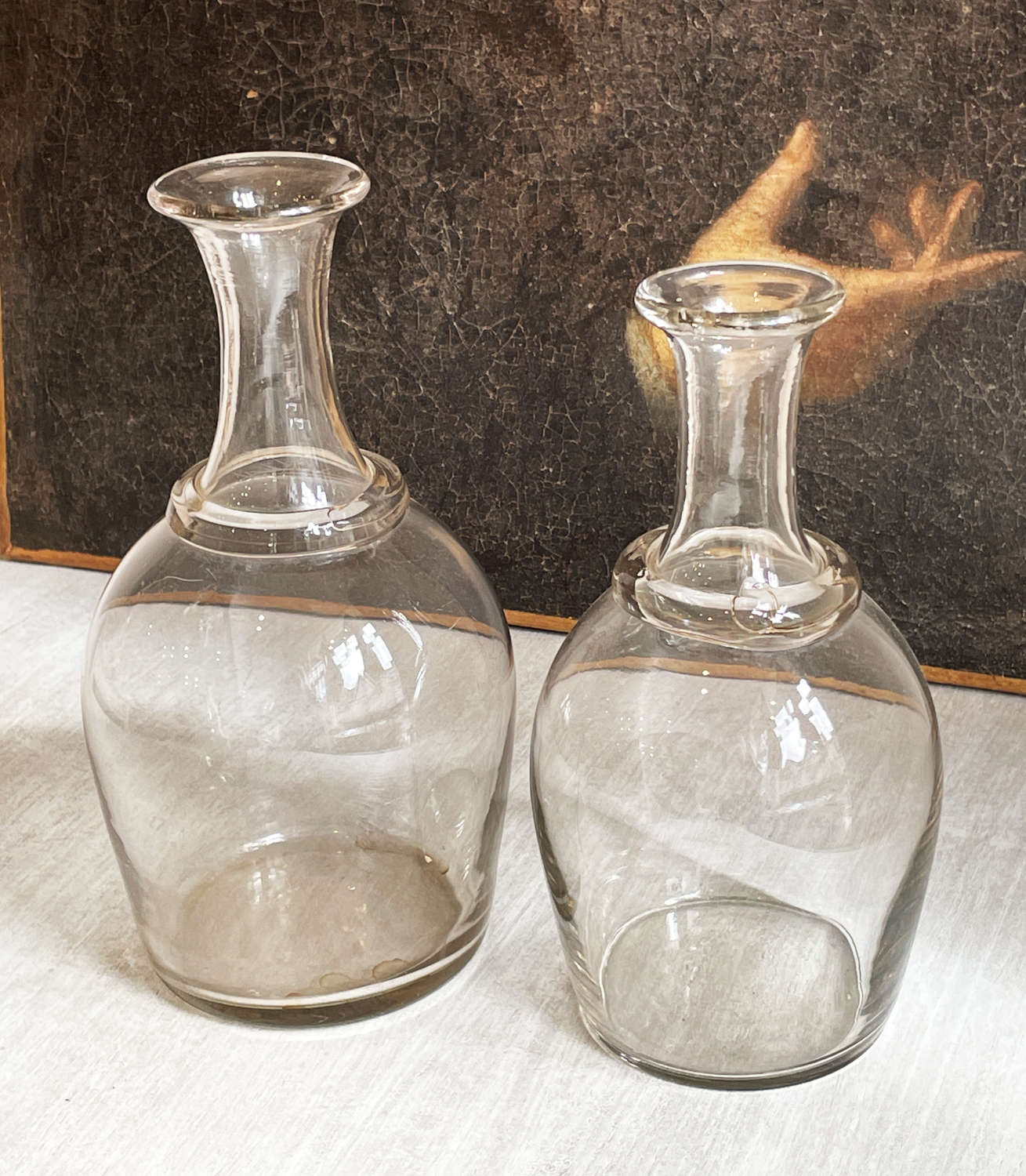 Two superb hand-blown 19th c French Cider Carafes - circa 1870