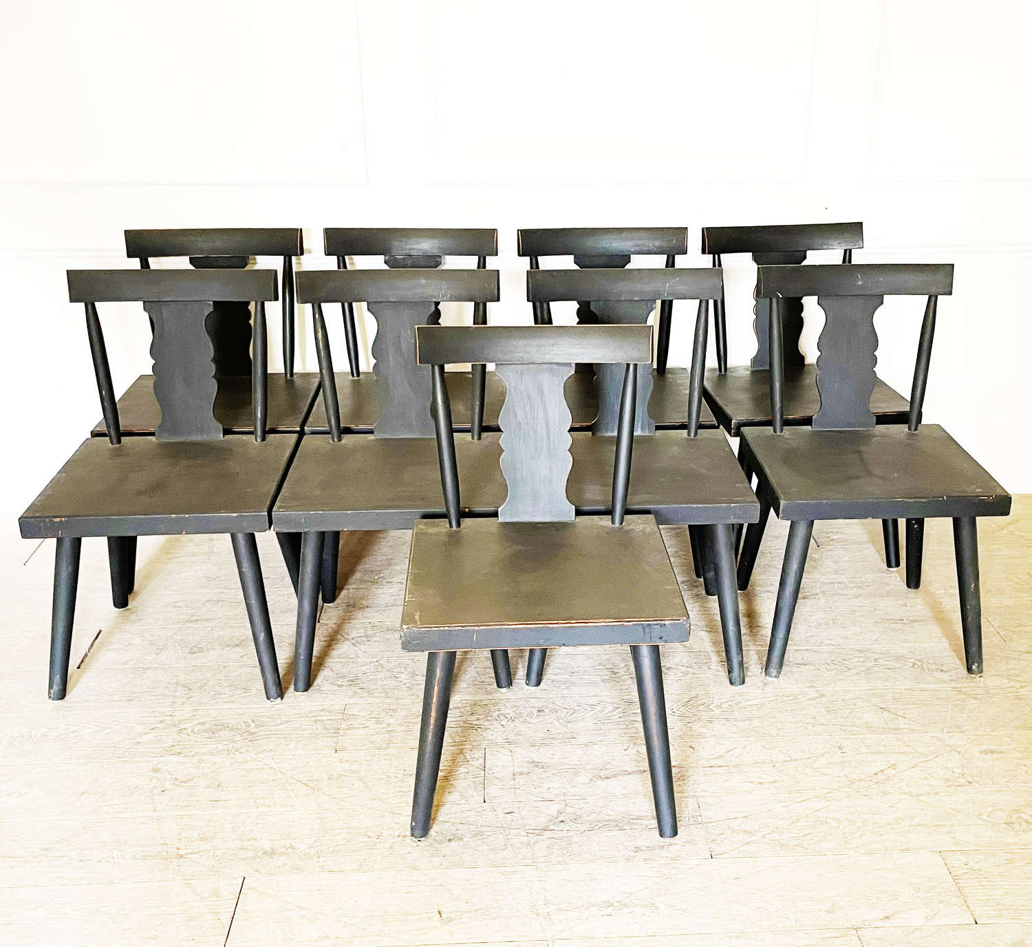 Set of Eight 20th Century Swedish Black 'Folke' Dining Chairs