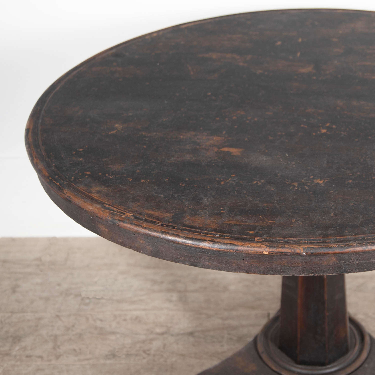 19th Century Round Black Swedish Tilt-Top Table - circa 1860