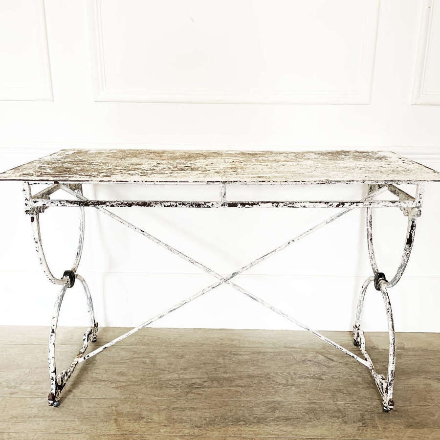 19th Century French Iron Garden Table with Zinc Top
