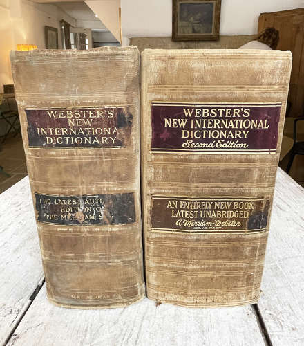 2 huge volumes of Websters Dictionary - Printed 1942