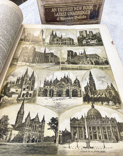 2 huge volumes of Websters Dictionary - Printed 1942