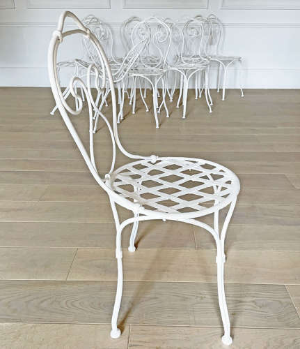 Set of 12 French early 20th c Iron Garden Chairs - circa 1930
