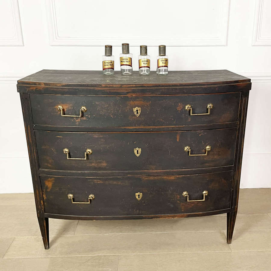 19th c Black Swedish Chest of Drawers - c 1820