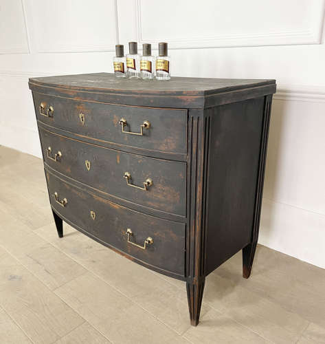 19th c Black Swedish Chest of Drawers - c 1820