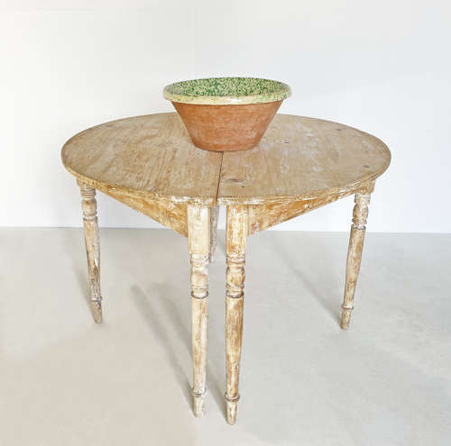 Pair of French 19th c Pine Demi-Lune Tables