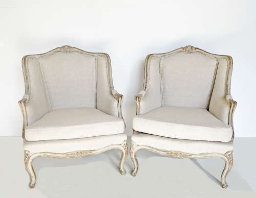 Pair of 19th c Swedish upholstered Armchairs - circa 1880