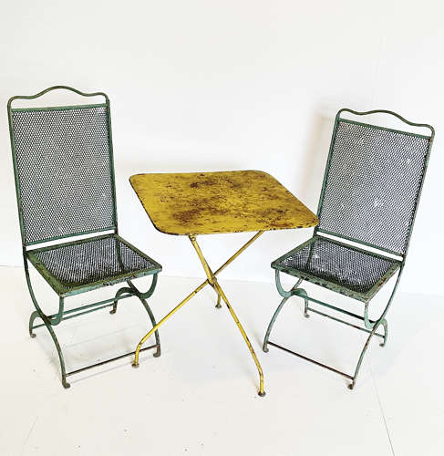 Pr. 19th c French Iron Mesh Folding Chairs
