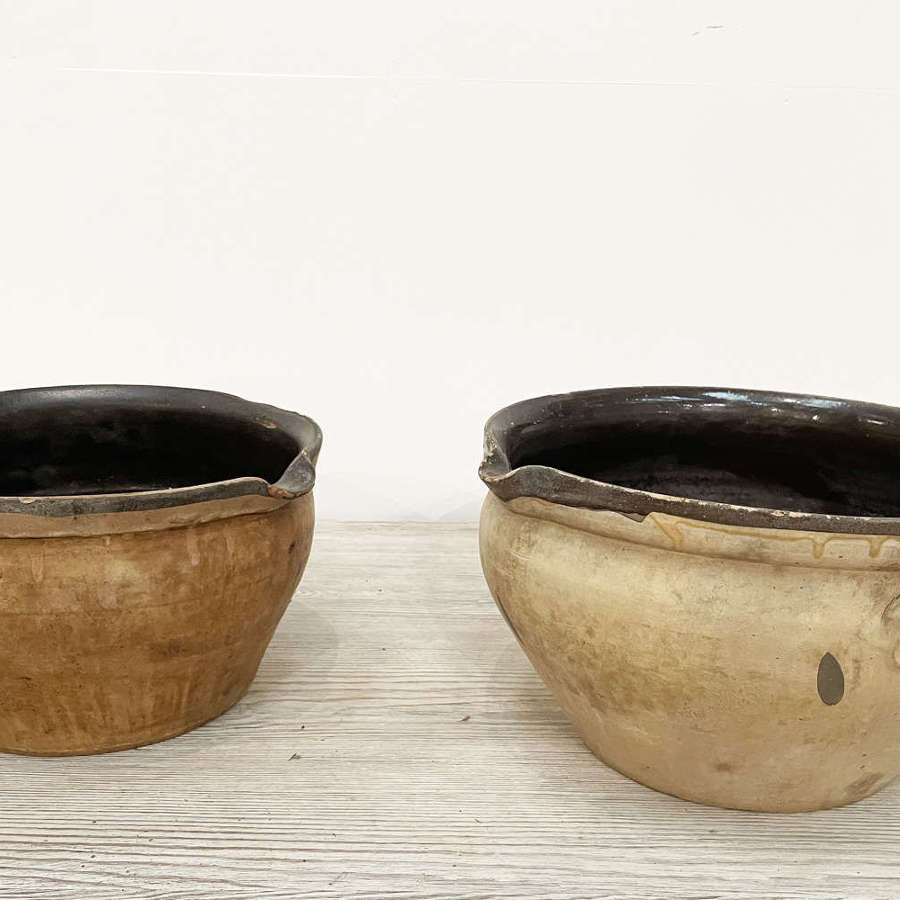 2 x Large 19th c French Terracotta Bowls