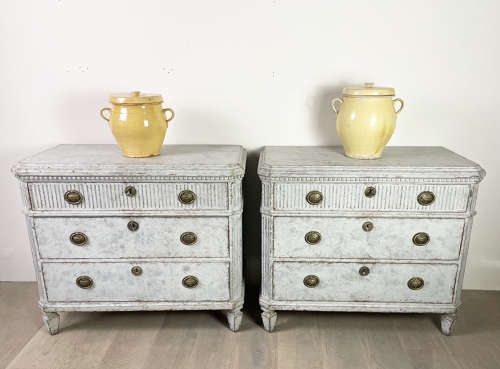Pair 19th c Swedish Gustavian Style Commodes - c 1820