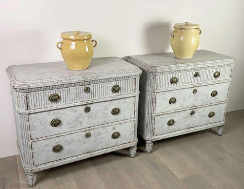 Pair 19th c Swedish Gustavian Style Commodes - c 1820