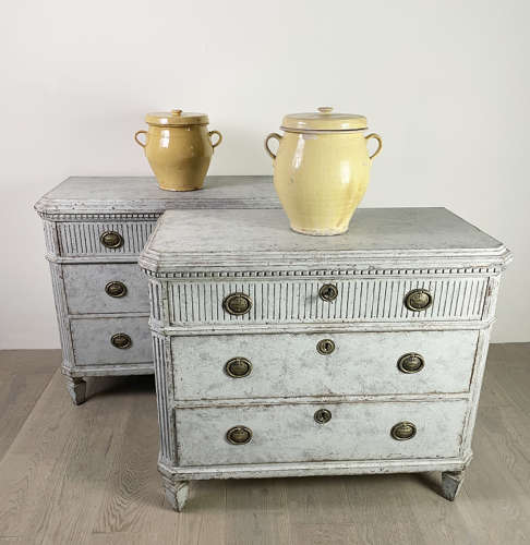Pair 19th c Swedish Gustavian Style Commodes - c 1820