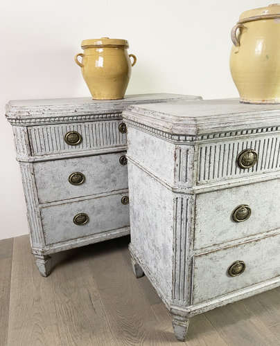 Pair 19th c Swedish Gustavian Style Commodes - c 1820