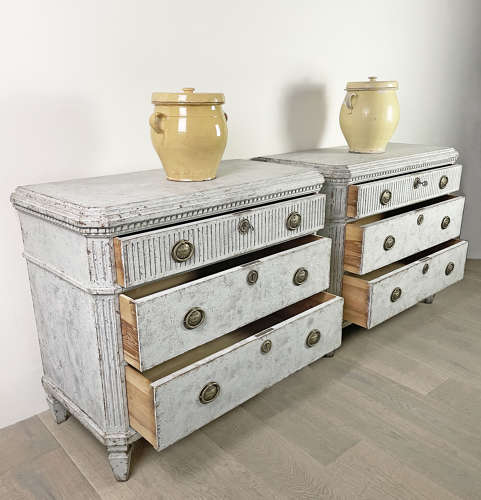 Pair 19th c Swedish Gustavian Style Commodes - c 1820