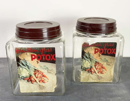 Pair of old French Potox Jars - c 1940