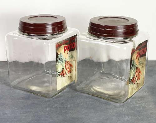 Pair of old French Potox Jars - c 1940