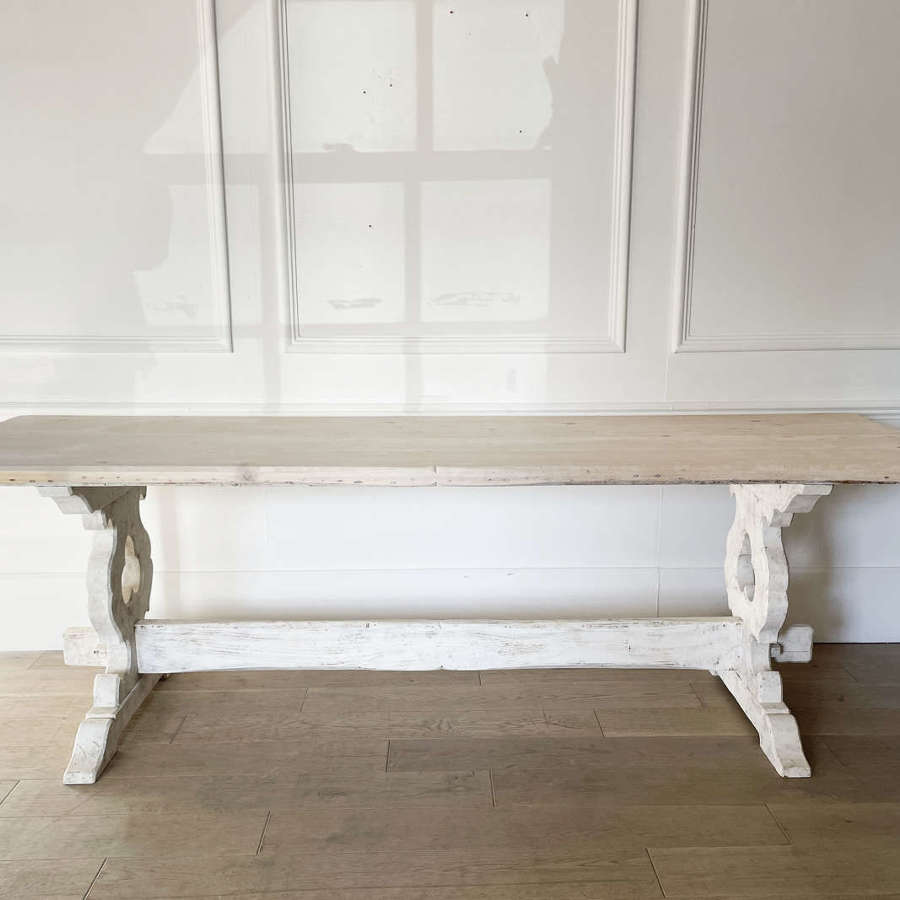 Swedish 20th c Stretcher Base Dining Table - c 1970