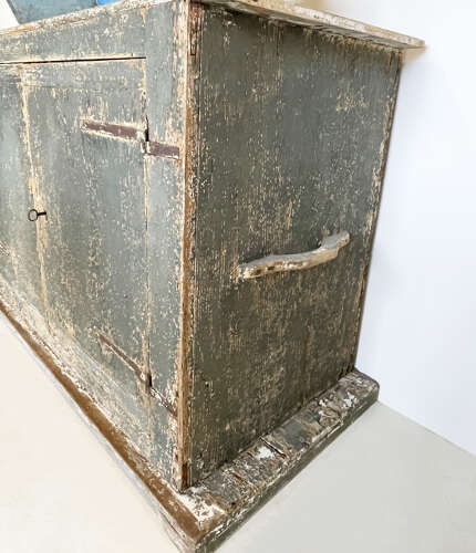19th Century Italian Rustic Buffet with Original Grey Green Paint